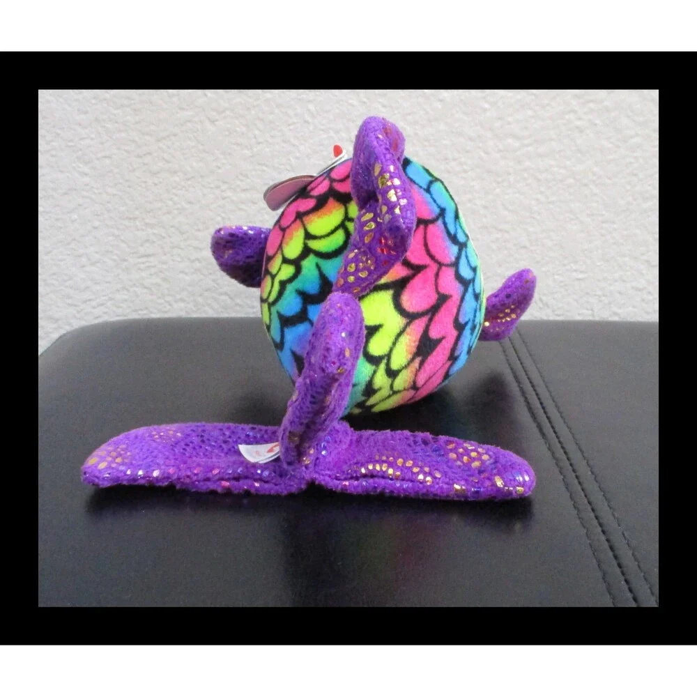 Ty Beanie Boos Flippy the Fish Big Purple Glitter Eyes USED